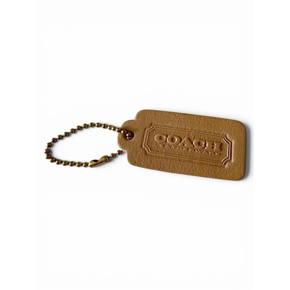 Vtg Coach 2.25" Hang Tag Fob Leatherware 1 Sided British Tan Pre '94 Bag Charm - Picture 6 of 6